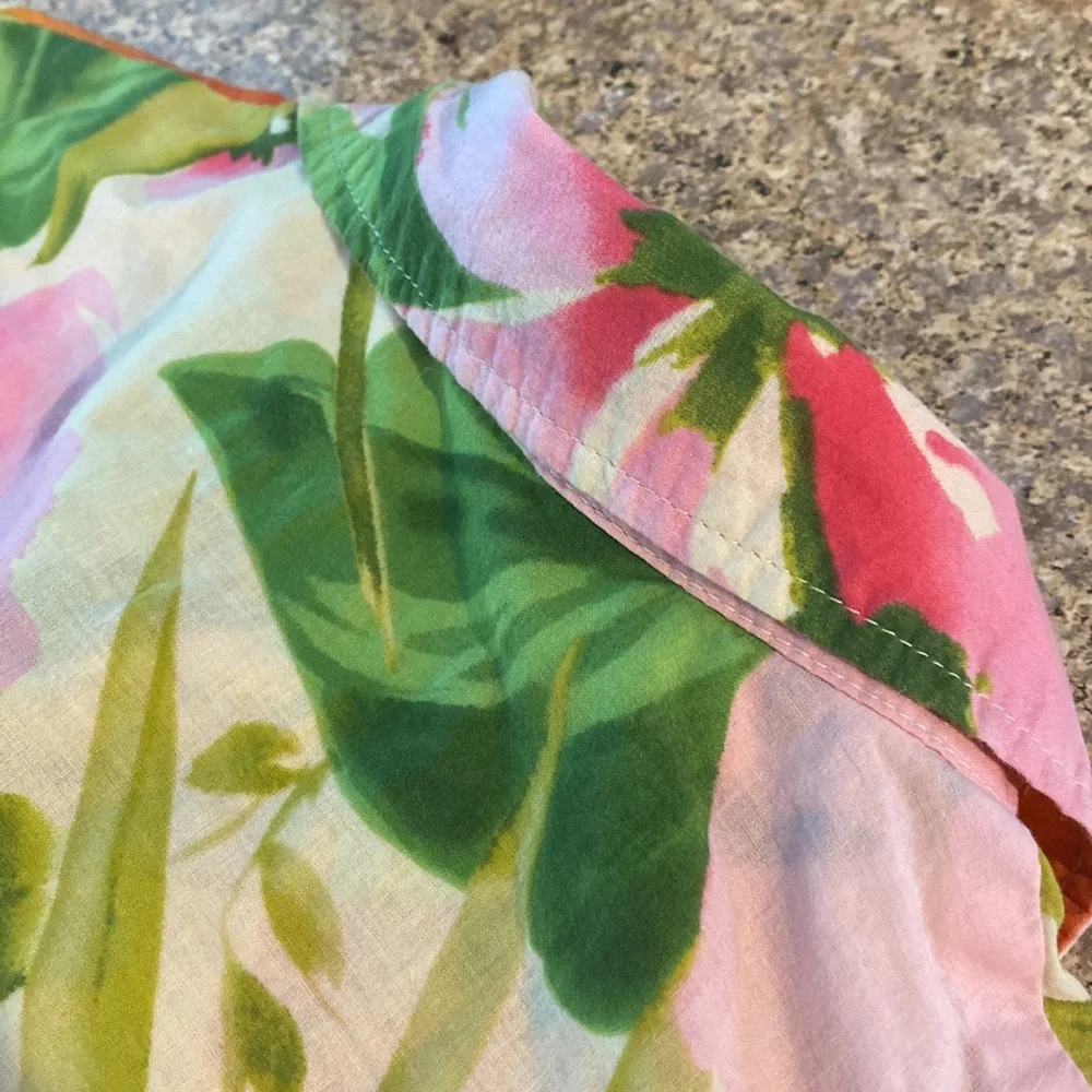 Caribbean Joe Floral Lightweight Cotton Short Sleeve Top Small - Picture 11 of 14